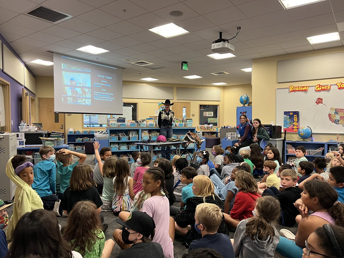 2-3 students learning more about horseback riding and equine therapy as be presented by a high school senior. #loveteaching #seniorproject #equinetherapy