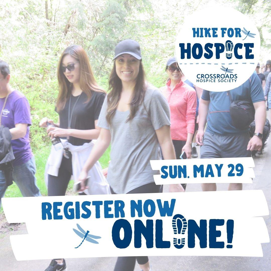 Join us at this year's HIKE FOR HOSPICE, in support of Crossroads Hospice Society on Sun. May 29th from 9:30am-12:00pm @  Port Moody Civic Centre! Support compassionate end-of-life hospice care &amp; grief support for our community!

Register online now: mvnt.us/m1303741
