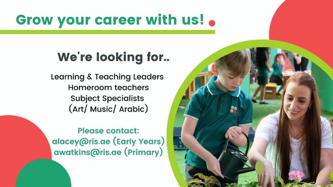 Our vacancies are filling up fast! I know I’m biased but KCC is a beautiful place to work - inquiry, continuous provision, child centred learning and a stunning new build. #collabuae <a href="/Taaleem/">Taaleem</a> @RISAbuDhabi_KCC