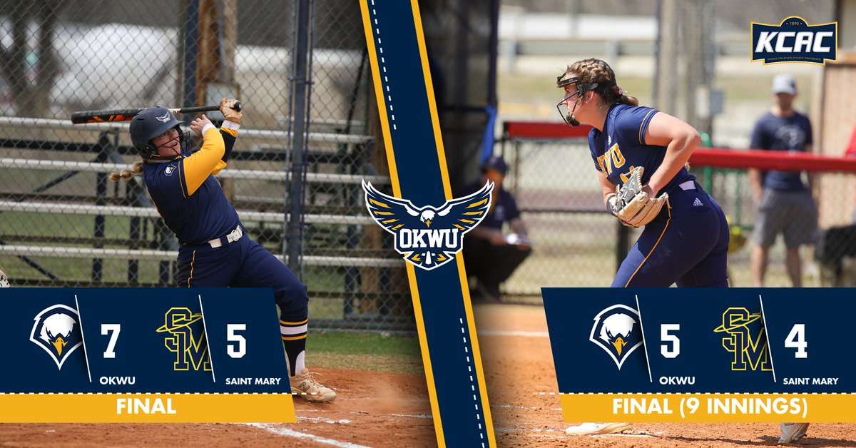 OKWUeagles's tweet image. It took a couple extra innings, but @OKWUeagles_SB found a way to get the sweep in yesterday's doubleheader with Saint Mary.

The Lady Eagles are 15-1 in the KCAC this season. 👀

Full recap: okwueagles.com/sports/sball/2…