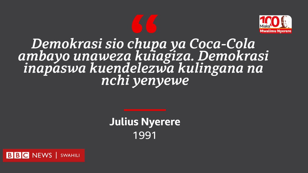bbcswahili's tweet image. Miaka 100 ya Mwalimu Nyerere:  Baadhi ya mambo makuu aliyosisitiza katika hotuba zake

#bbcswahili #miaka100mwalimunyerere #tanzania #uongozi #siasa