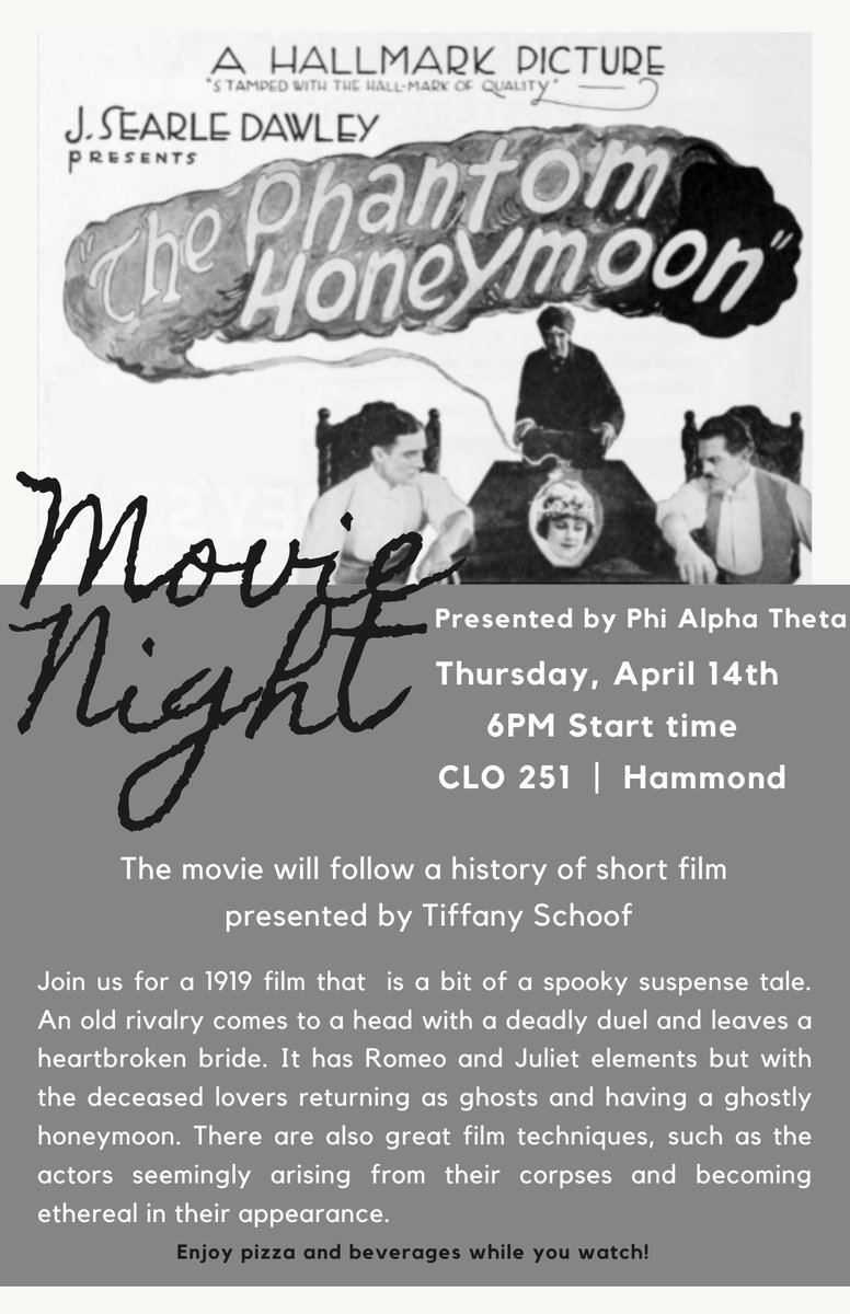 Phi Alpha Theta will be hosting a movie night tomorrow at 6pm in CLO 251. Pizza and drinks will be provided! #pnwchess