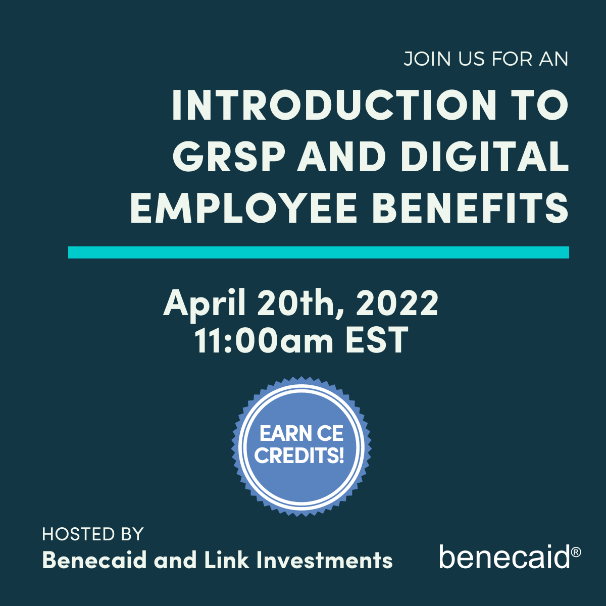 gethoneybee's tweet photo. Attention all Advisors and Consultants! Register now for our upcoming webinar, an Introduction to GRSP and Digital Employee Benefits on Wednesday, April 20 at 11:00am EST. Plus, earn CE credits! 

Click here to register: https://t.co/aehElLUbOd https://t.co/pSVOyYQkMT