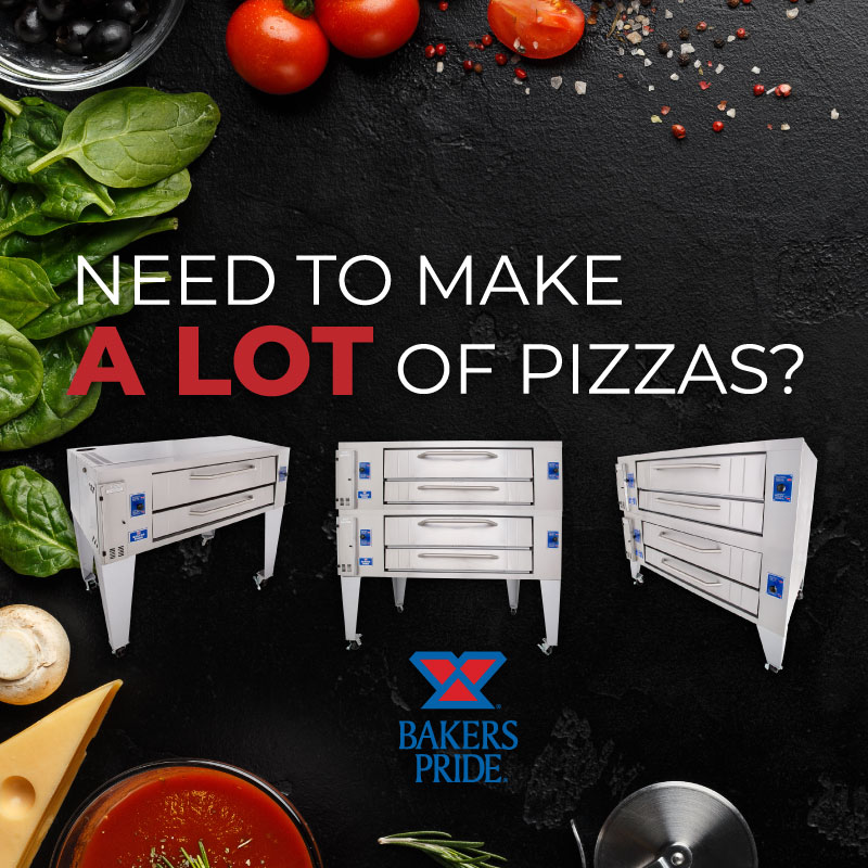 Need to make a lot of pizzas? Look no further than the Bakers Pride extra-wide gas pizza ovens. The Lightstone fibrament deck & independently controlled top & bottom heat dampers ensure perfectly balanced results every time. 

#deckoven #pizzaoven