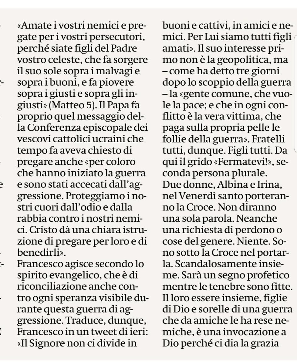 carlogubi's tweet photo. Siamo arrivati al punto che se un prete vuole il rispetto delle sue idee e di quelle del papa deve pubblicare sul Manifesto. Mala tempora currunt. #bastaguerre https://t.co/bf1Not1zav