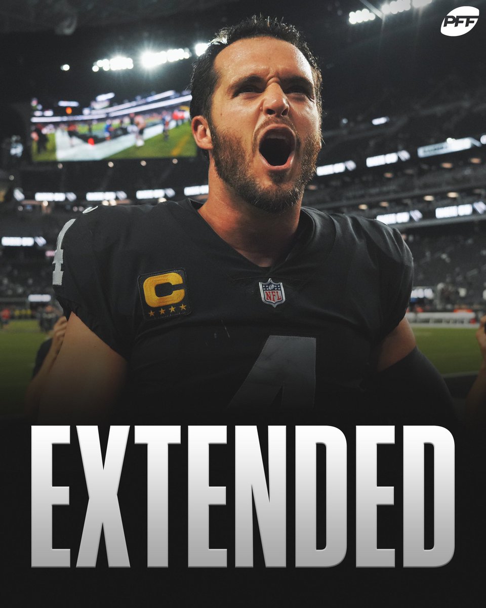PFF's tweet photo. The Raiders and QB Derek Carr have agreed on a 3-year, $121.5M extension, per @RapSheet https://t.co/kELTo4VOBG