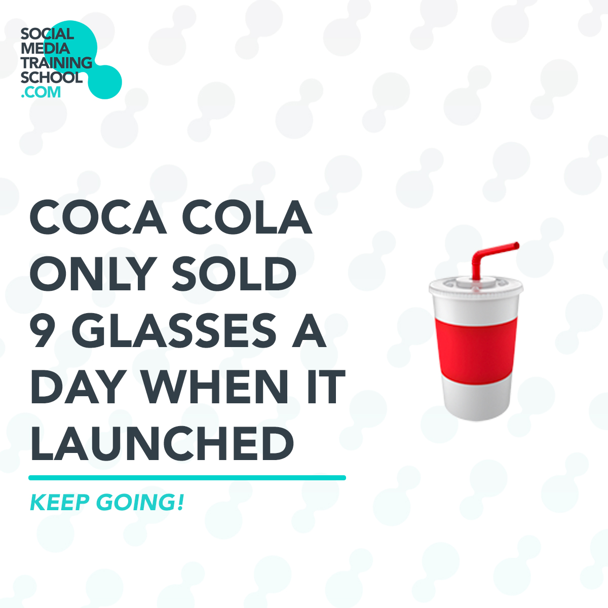 SMTSsocial's tweet photo. Coca Cola was originally sold in a glass for 5 cents, and although some people claim only 25 bottles were sold in the first year, it was really an average of 9 glasses a day. If Coca Cola can grow from small, consistent sales, so can you! https://t.co/Eai60pRHPU
