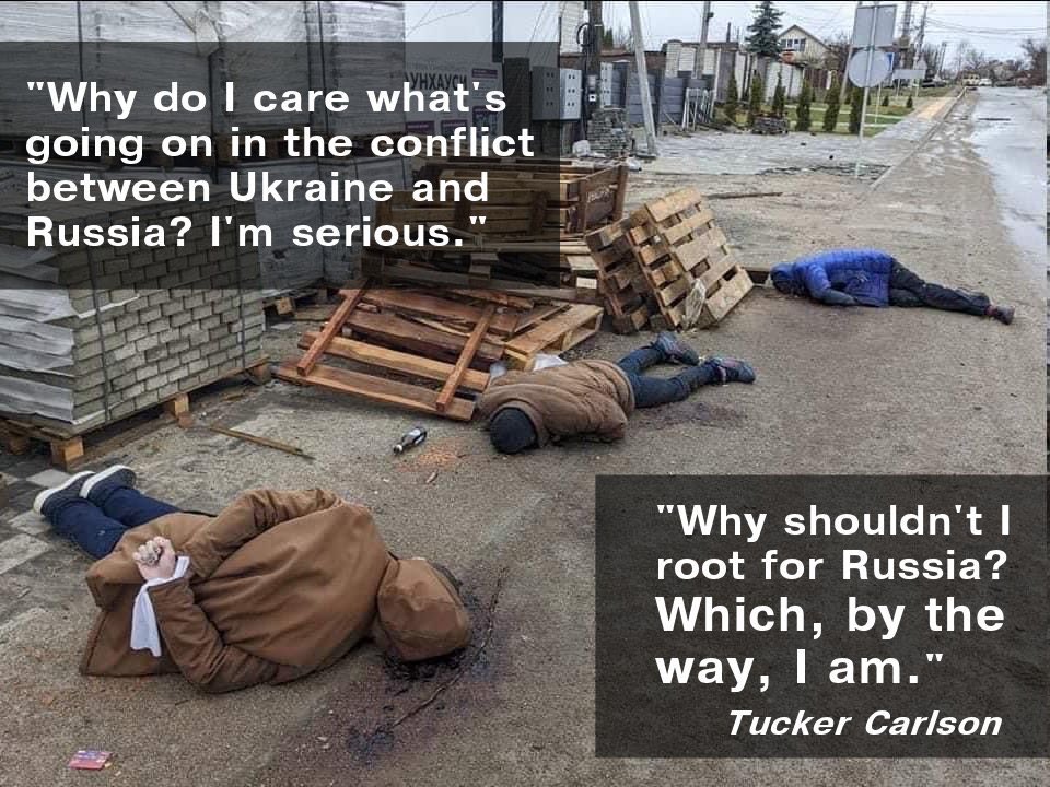 #IStandWithUkraine #Zelensky #JoeBiden #Ukraine #UkraineWar

#BigLie #DonaldTrump #PutinsRepublicanParty #TuckerCarlsonisatraitor #MAGA #GOPtheRussianParty #MarjorieTaylorGreene #LaurenBoebert #MattGaetz #TuckerCarlson #FoxNews #Propaganda #TedCruz