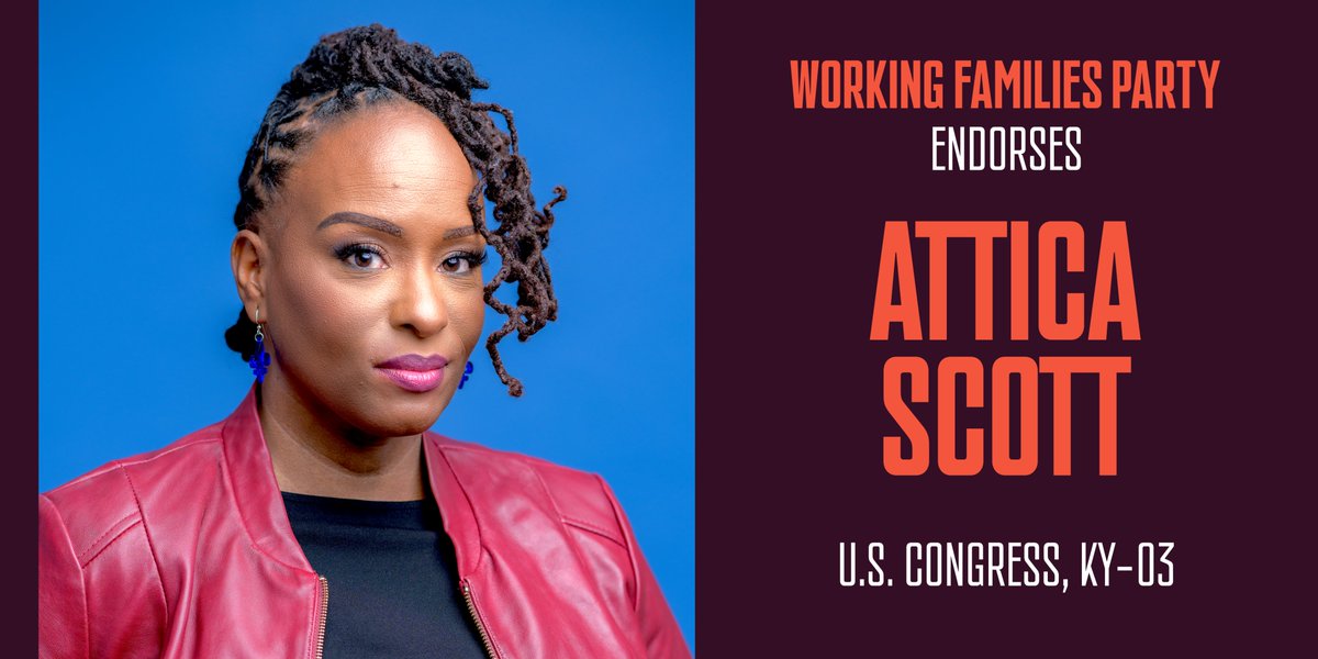 WorkingFamilies's tweet image. NEW: We're endorsing @atticaforky for U.S. Congress in Kentucky's 3rd Congressional District.

Attica made history when she defeated a 34-year incumbent and became the first Black woman elected to the Kentucky General Assembly this century.