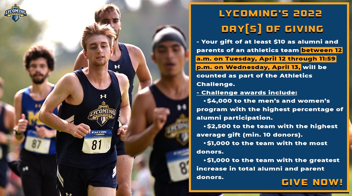 LycomingXC's tweet photo. Let’s end strong! Support a lifelong habit #dayofgiving https://t.co/4i5KDhL5cF