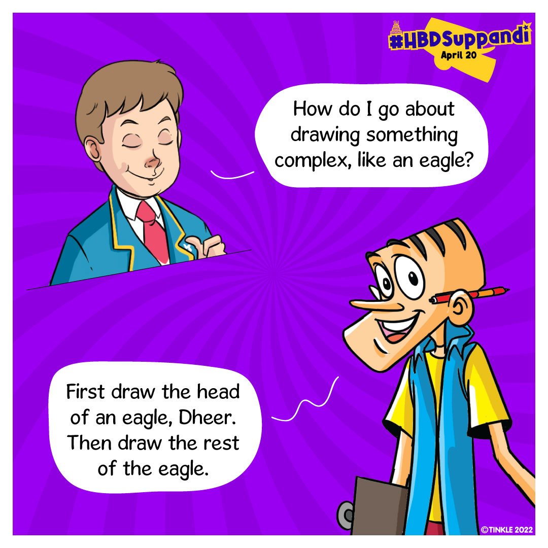 TinkleMagazine's tweet photo. Has anyone hired you as an art teacher, Sup?
#HBDSuppandi #birthdaymonth #asksuppandi #suppandi #funny #bizarre #problemsolved #lol #funny #comedy #lmao #fun #humor #tinklecomics #thoughtoftheday #questions #questionchallenge #questioneverything #thingsthatkeepmeupatnight https://t.co/HiEKxsw1HG