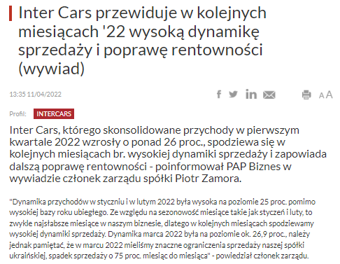 RobertPietraga's tweet photo. #posesji 🇵🇱
🔸#intercars +0,46%
Trwa konsolidacja kursu w przedziale 426-444 pln. Aby dobrze ocenić sytuację obecną i perpsktywy warto zapoznać się wywiadem opublikowanym na #InfoStrefa . Fragment na zachętę zamieszczam poniżej.
#akcje #ike #ikze https://t.co/OzowWVBw9t