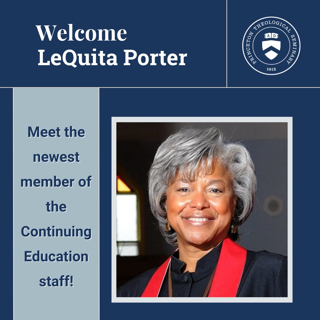 PrincetonConEd's tweet image. It's an exciting season for Continuing Education as we officially welcome the Rev. Dr. LeQuita Porter to our team as Project Director for The Isaiah Partnership, a project at Princeton Theological Seminary funded by the Lilly Endowment's Pathways for Tomorrow initiative.