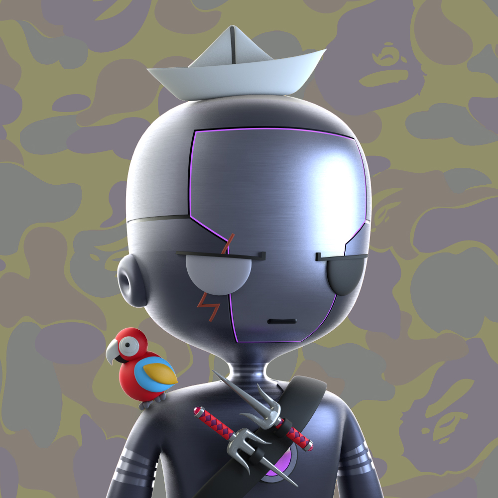 Had to bless my Pirate with a fresh BG 🏴‍☠️🤖🦜⛵️ <a href="/PiratesMeta/">Pirates of the Metaverse 🔛 FLOW</a>