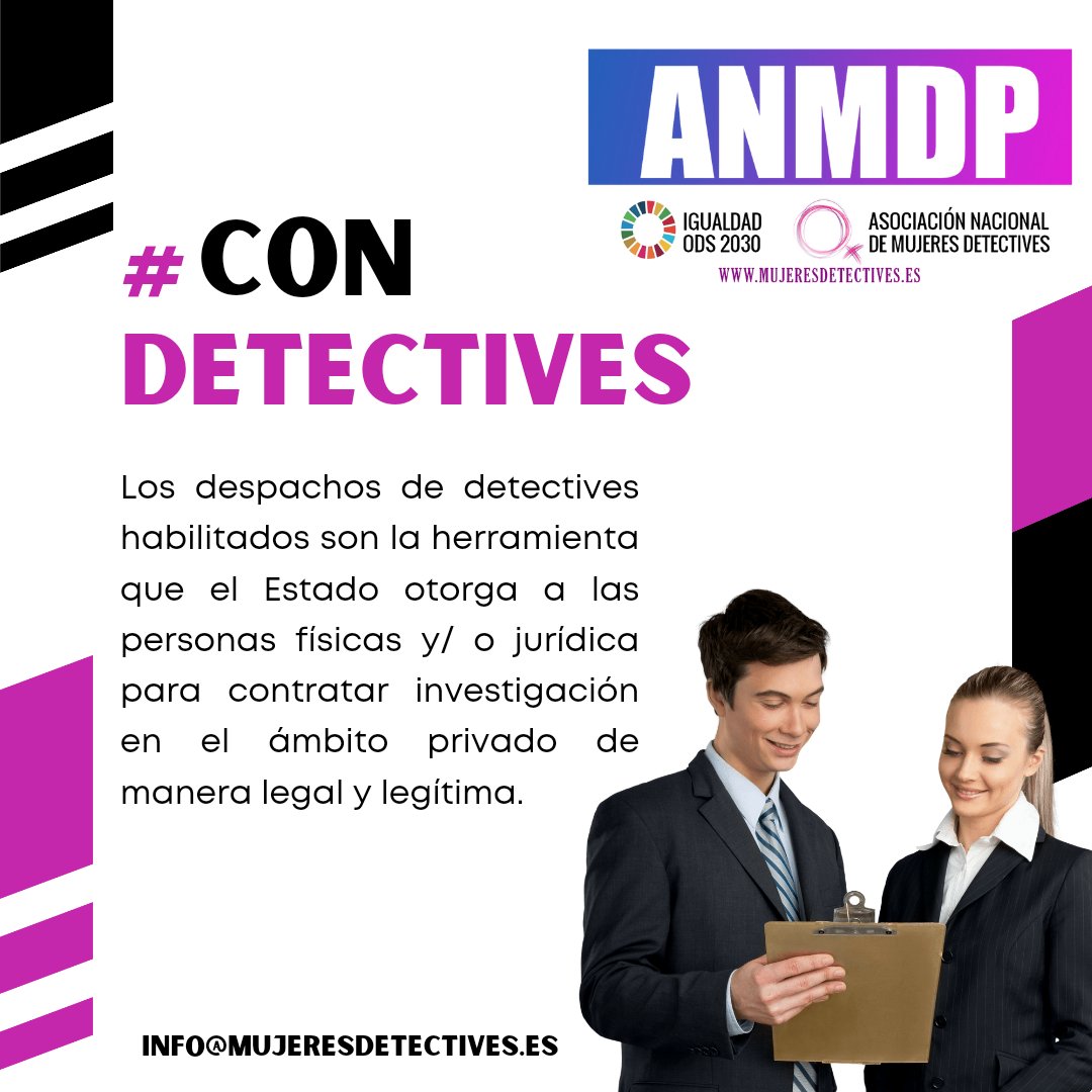 MujeresDetctivs's tweet photo. Solos o en cía  #Condetectives .Los despachos de #detectives habilitados son la única herramienta que el Estado otorga a las personas físicas y/ o jurídica para contratar #investigacion en el ámbito privado de manera legal y legítima. https://t.co/tWy3hFyz2R