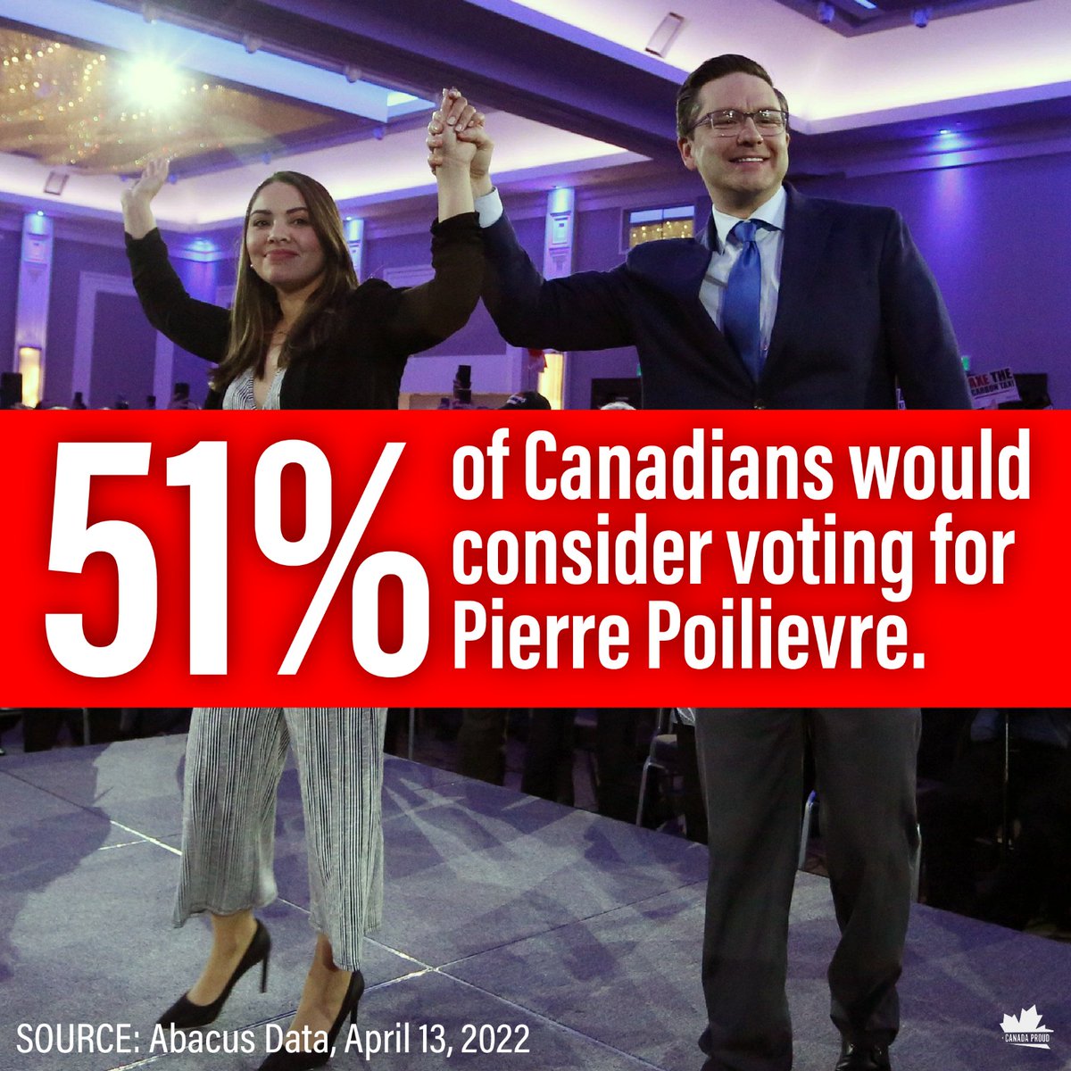 WeAreCanProud's tweet photo. The Liberal media says that @PierrePoilievre is unelectable, but new polling data shows that Canadians want our freedom back. https://t.co/vCvPKvkG5m