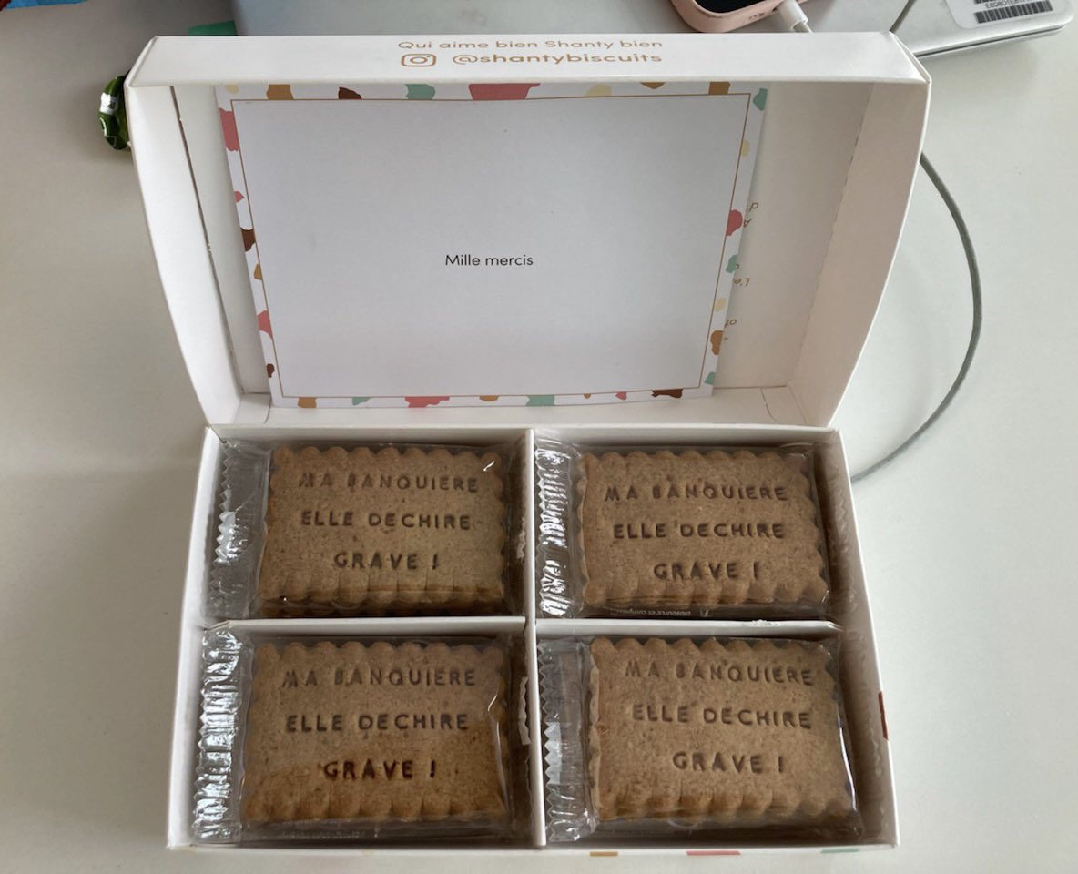 Quand tu as des clientes adorables et créatives ☺️ 
👏👏<a href="/shantybiscuits/">Shanty Biscuits 🍪</a> pour vos supers produits, aussi originaux que bons 
#ilovemyjob 
<a href="/ConnectHers/">#ConnectHers by BNP Paribas</a> @WE_BNPP
