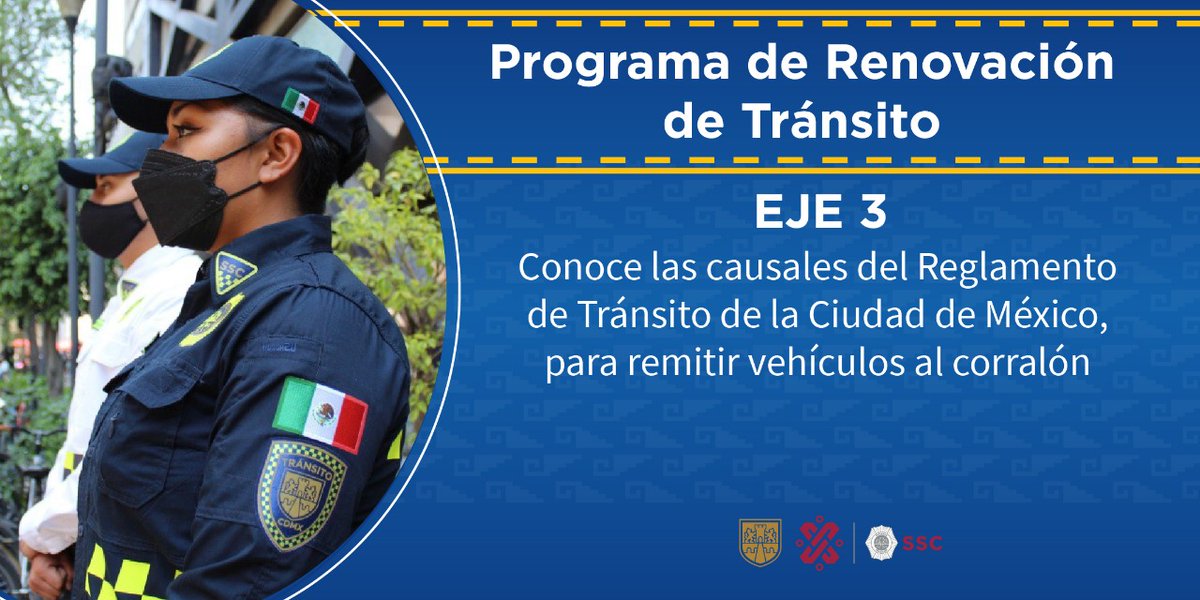 OVIALCDMX's tweet photo. #EjeTres | Con el #ProgramaDeRenovaciónDeTránsito, se redujeron las causales para que un vehículo sea remitido al corralón. 

🔎 Actualización del #ReglamentoDeTránsito: https://t.co/4RoOq3CK62

🔎 Causales para remitir un vehículo al corralón: https://t.co/N5Uo16wVqr https://t.co/hfTW5qZ76u