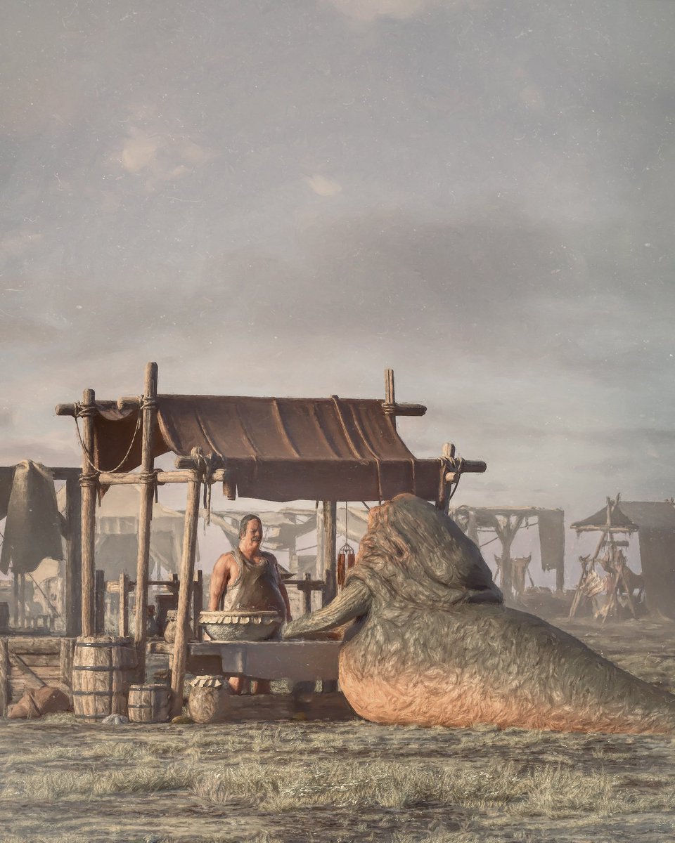 beeple's tweet photo. JABBA THE TRAVELING FOOD CRITIC STILL TRYING TO FIND HIMSELF https://t.co/BHpp0OqgGK
