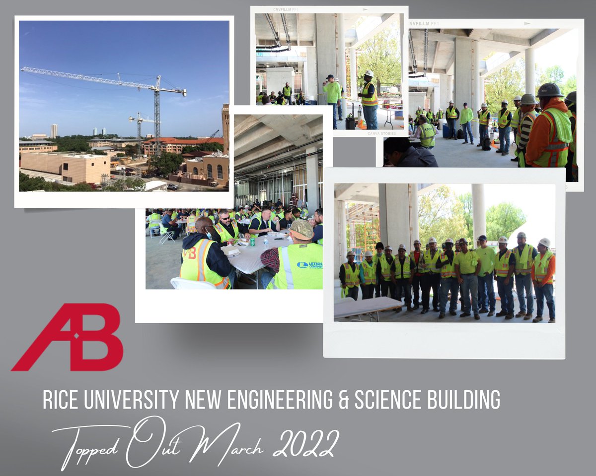 AnslowBryant's tweet photo. On April 5th our @AnslowBryant project team was able to come together for the @RiceUniversity - New Engineering &amp; Science Building Topping Out Celebration. Thank you to all who attended. Kudos go out to our subs for donating prizes &amp; helping to make this event memorable. #WeAreAB https://t.co/qWIBntju2Z