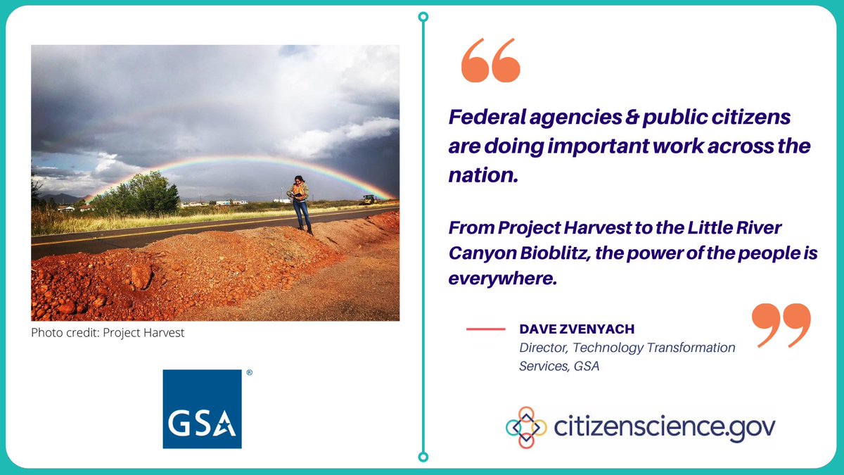 Dave Zvenyach - ARCHIVED (@gsa_davez) on Twitter photo Citizen scientists contribute valuable knowledge to federal projects. By collaborating with public volunteers, federal agencies benefit from the knowledge within the #PowerOfTheCrowd. Join us in celebrating #30CitSciDays and be sure to Follow <a href="/FedCitSci/">CitizenScience.Gov</a> #CitizenScienceMonth! Citizen scientists contribute valuable knowledge to federal projects. By collaborating with public volunteers, federal agencies benefit from the knowledge within the #PowerOfTheCrowd. Join us in celebrating #30CitSciDays and be sure to Follow <a href="/FedCitSci/">CitizenScience.Gov</a> #CitizenScienceMonth!