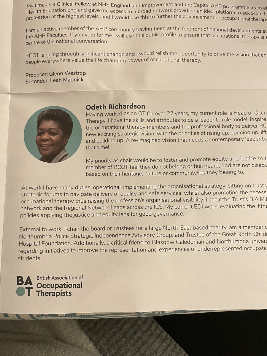 SharonBarker84's tweet photo. This amazing human gets my vote every time ๐ @OdethRichardson #Odeth4CouncilChair #BAOT #inspirational #Occupationforall #futureofOT https://t.co/bPbvcuc0LW
