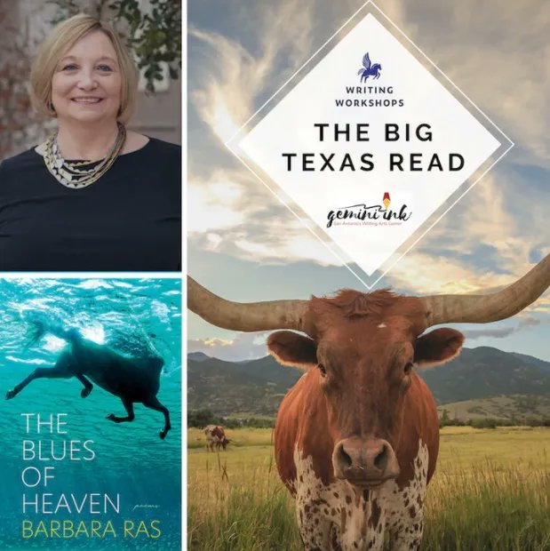 JOIN us at the next @thebigtexasread on 4/20 when we'll be chatting with the 
amazing Barbara Ras about her new collection of poems The Blues of Heaven. This session will be moderated by Jenny Browne! https://t.co/eCmgc7ZOzo @humanitiestexas @jennypoet https://t.co/jnhN3Gutwa