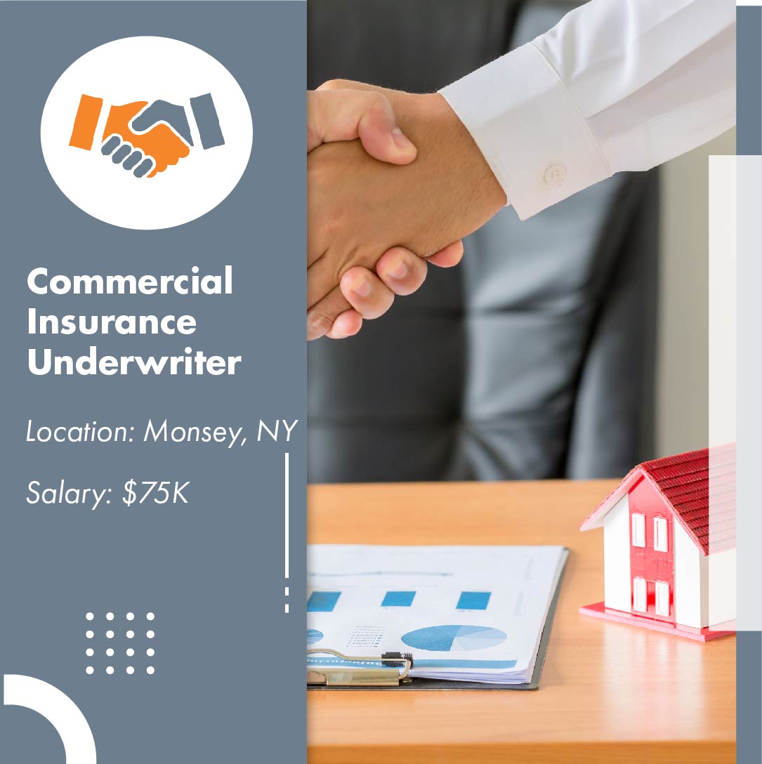 Commercial Insurance Underwriter 
Location: Monsey, NY
Salary: $75K 

Apply for this job position: bit.ly/3jxoyiV 
 
#insurance #underwriter #brokerage #manager #ecommerce #productstrategist #newyorkjobs #applynow #wearehiring #recruitmentagency #supremestaffinggroup