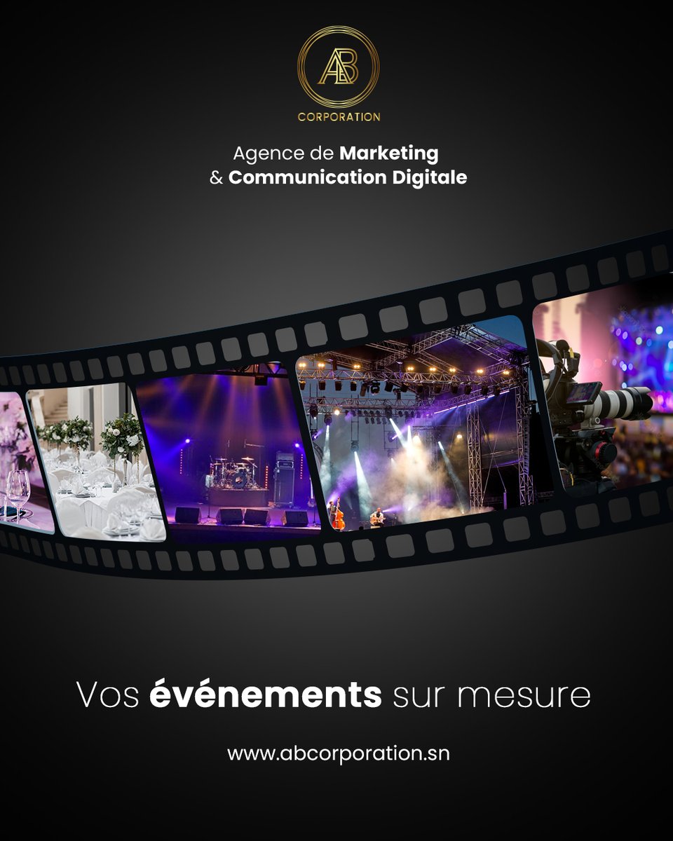 Vos #événements sur mesure 
La réussite de votre événement passe par la réflexion, la planification, l’organisation et le suivi. 
AB CORPORATION vous accompagne dans chaque étape pour vous faire vivre des moments d’exception. 
#Marketingdigital #réseauxsociaux #ABcorporation