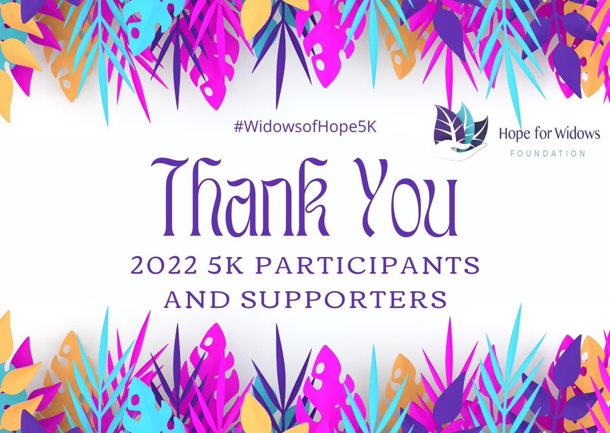 We want to take a moment and thank our community/supporters for their participation in the annual #WidowsofHope5K Virtual Run/Walk for 2022. It was wonderful to see people all across our nation getting active for a needed and important cause.
#widowhood #griefawareness #nonprofit