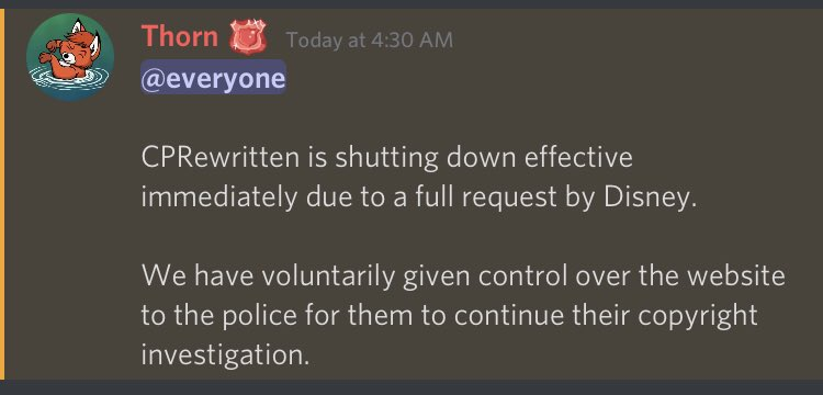 DaisukeDoi7's tweet photo. Ey, so @Disney's arrested the devs of Club Penguin Rewritten, who are remaking a game that Disney doesn't even touch the IP of, and are now going through investigations.

This isn't just a DMCA takedown, they are being taken to fucking court. This is BEYOND fucked https://t.co/mfhvzoQwD0