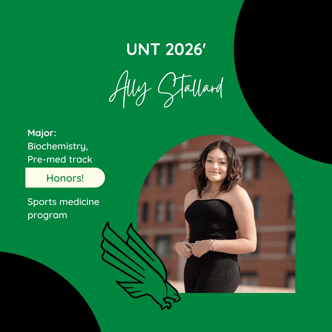 Congratulations Ally! She will be attending the University of North Texas in Fall 2022, majoring in Biochemistry on the pre-med track. She was also accepted into their Sports Medicine Program! We are so proud of you! Go Mean Green! 🦅💚