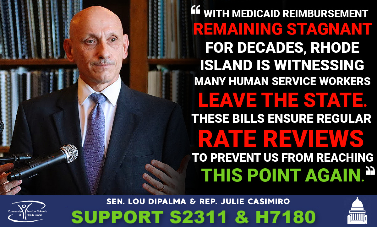 CPNRI's tweet photo. Rhode Island NEEDS change to fully include people of all abilities.
Providers for people with disabilities have waited years for proper rate reform.
NOW is the time to pass S2311 & H7180. It can not wait. #StableWorkforceStableLives https://t.co/RkHm3Xuxb3