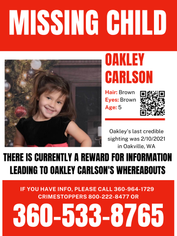 LightTheWay22's tweet photo. #OakleyCarlson #AnswersForOakley #JusticeForOakley #Washington #FosterCare #ChildAbusePreventionMonth #Reward #Missing #MissingChild #MilesForHiles https://t.co/MlzJltPm2e