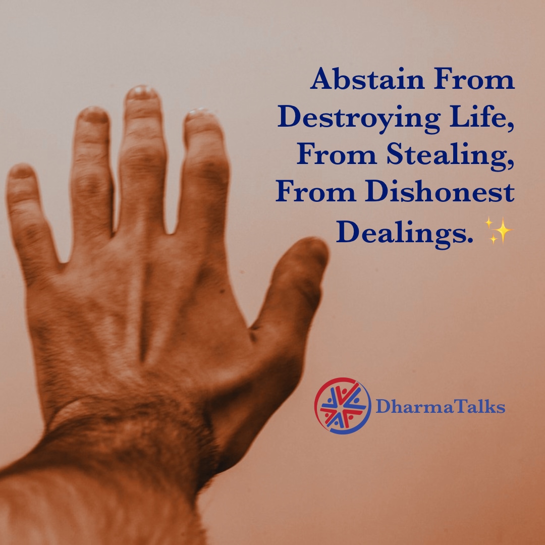 DharmaTalks's tweet image. Abstain from destroying life, from stealing, from dishonest dealings. ✨ #DharmaTalks #rightaction #ethicalconduct #harmony #peace #contemplation #contemplativelife