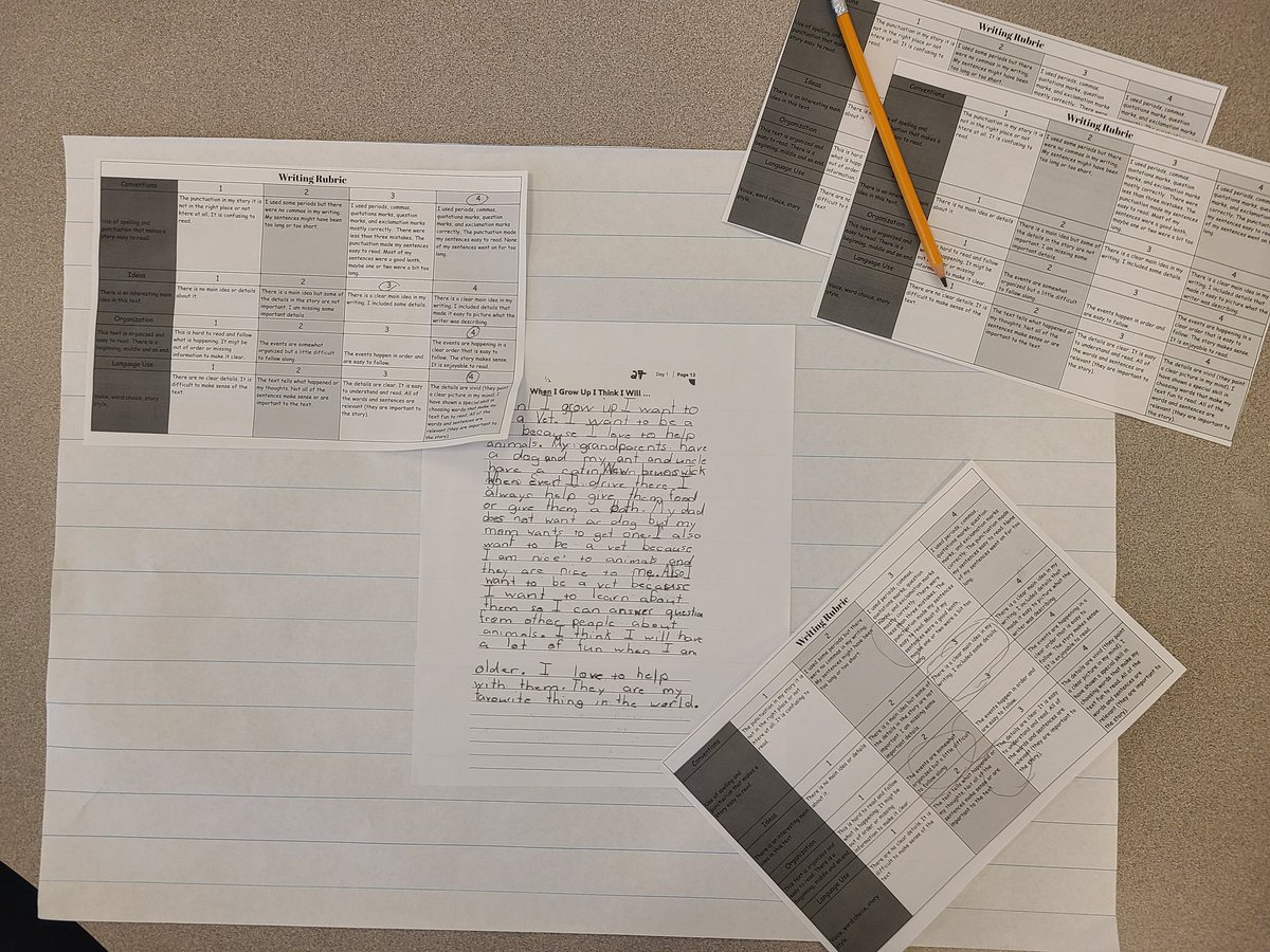JenniferODrisc9's tweet photo. I'm so impressed with the insight and discussions among my 3rd graders. They collaboratively graded writing samples with the Analytic Writing Rubric (in kid friendly language). They were tough but fair critics! @drobson19 @CBVRCE_NS https://t.co/7gUSgFhkhq