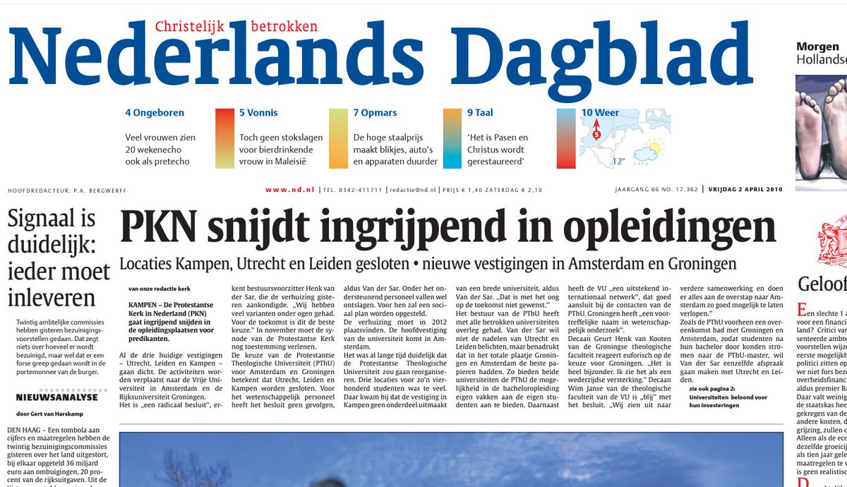 danielgillissen's tweet photo. Zou #Trouw de verhuizing van #PThU nu weer al (1-)aprilgrap zien? 😉 #plaagstootje #1april #2010 @PThU_NL @ndnl https://t.co/YOHDmQBOCP