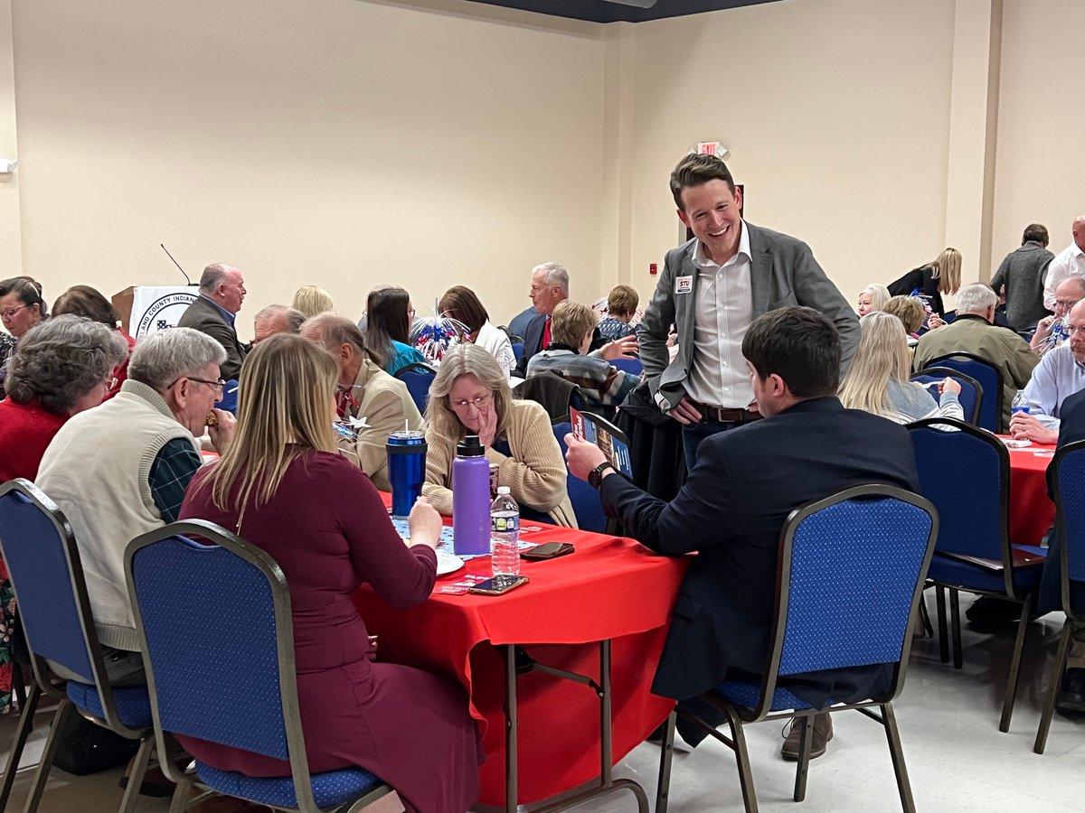 stuforindiana's tweet photo. Loved the enthusiasm at Jackson, Switzerland, Ripley & Harrison County Lincoln Day Dinners! Hoosiers across Indiana’s 9th are ready to take the fight to Washington. #StuForCongress https://t.co/fEjb1unLYJ