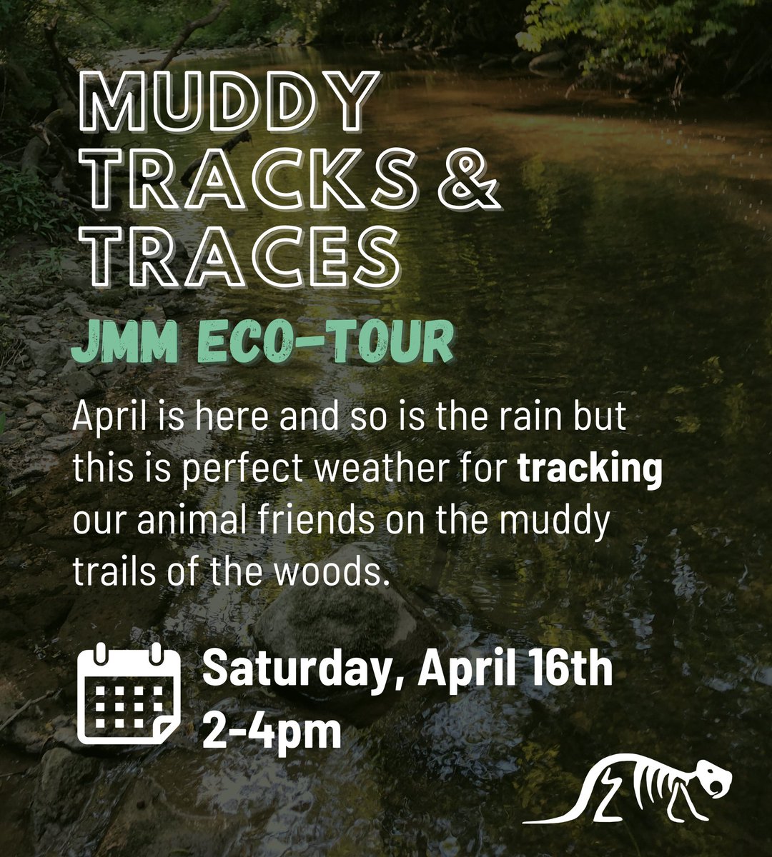 Moore_Museum's tweet photo. Want to know what else is walking through the mud with us? Join us for a Muddy Tracks and Traces Eco-Tour on Saturday, April 16th, 2-4pm!

Registration is not required, but helps us anticipate attendance. You can register at our Eventbrite page here: https://t.co/tuoAv34YLn https://t.co/unyejqvcTw