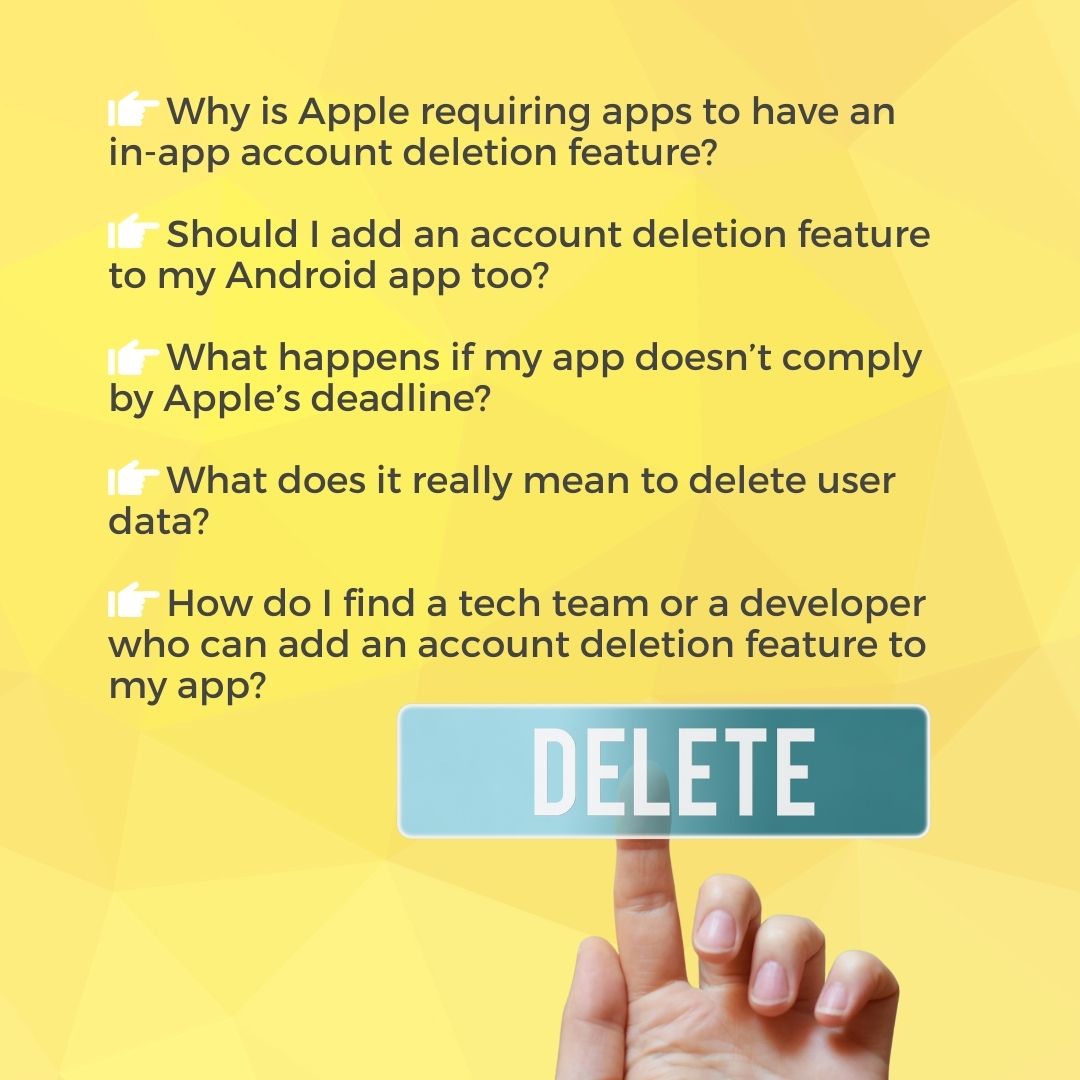 Find answers to all your questions about Apple's new in-app account deletion requirement: jmg.mn/blog/in-app-ac…
And reach out to us if you need help getting your app in compliance: jmg.mn/chat