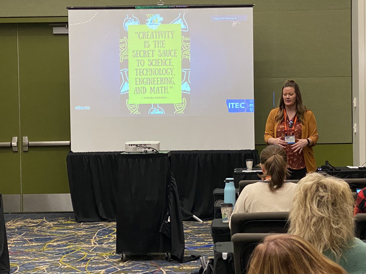 mindyreimer's tweet photo. @KeystoneAEA @s_throndson @itec_ia #iowatl Sharing about STEM learning opportunities in their school library program. #schoollibraryisaclassroom #stembackpacks #nhtribe #itecia https://t.co/kxLOgz8TnQ