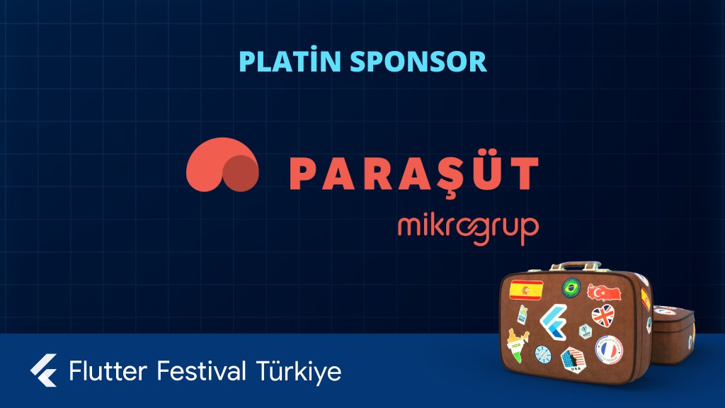 Bir etkinliği olmazsa olmazı! Sponsor duyurularımıza başlıyoruz! 💙
İlk sponsorumuz <a href="/parasutcom/">Paraşüt</a>! 💎

16-17 Nisan tarihlerinde gerçekleşecek #FlutterFestivalTurkiye etkinliğinde bizlere Platin Sponsor olarak destek veren Paraşüt ekibine çok teşekkür ederiz. 🙌

#Flutter