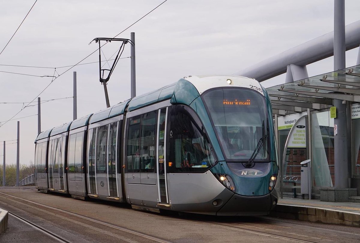 Nottingham Express Transit <a href="/NETTram/">NET Nottingham Tram</a> at Nottingham Station Tram Stop.