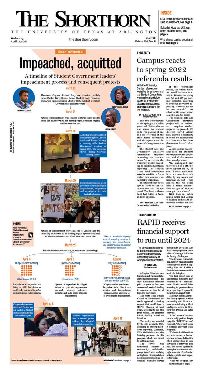 DangHLe's tweet photo. Multiple drafts, many hugs and a lot of hours. Here’s the front page of @UTAShorthorn this week. https://t.co/NvQCzyt7su
