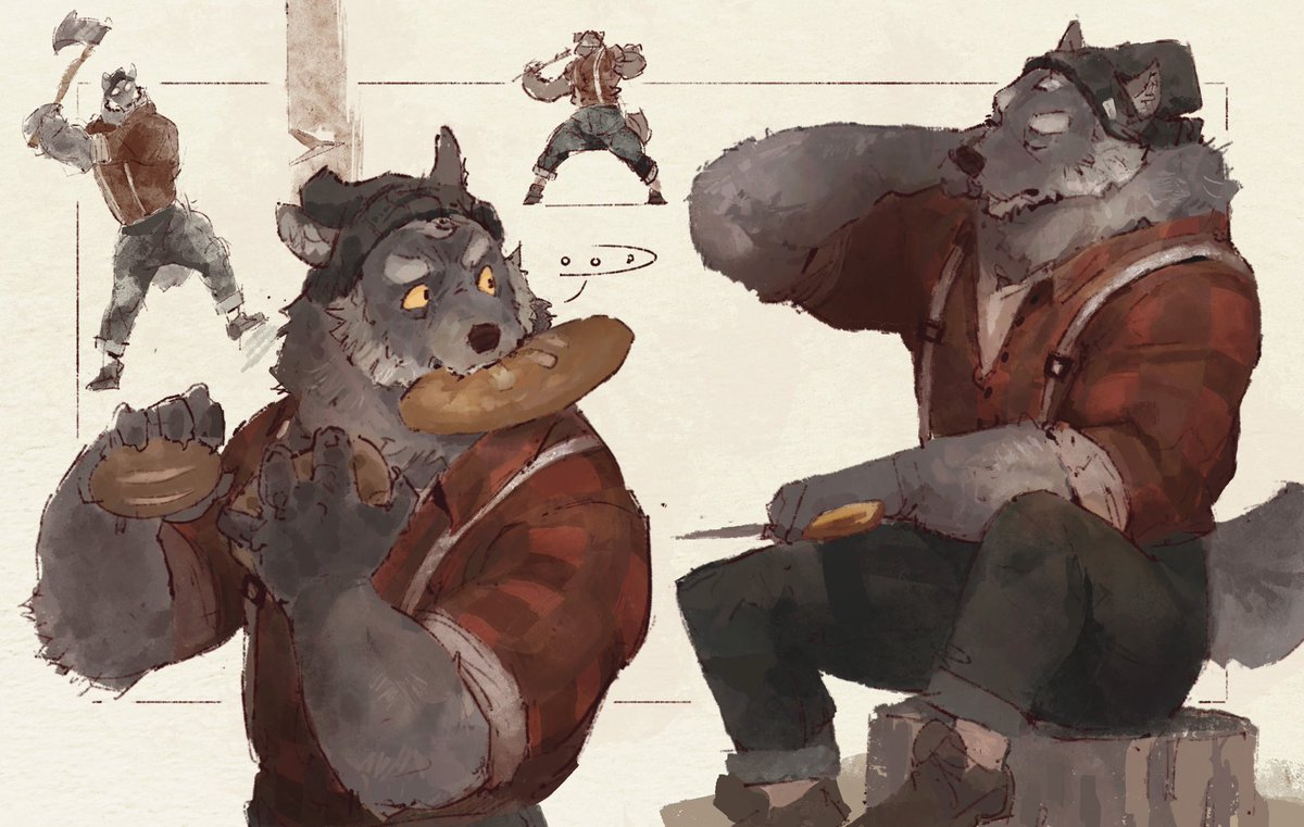 「The big bad wolf, but he's a lumberjack 」|Bernie🥯🧋🍂のイラスト