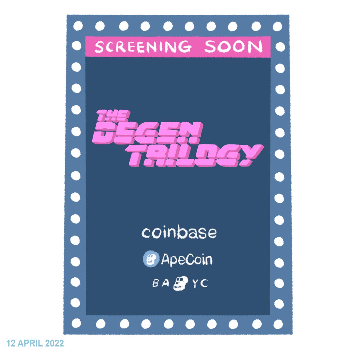 12 April 2022: <a href="/coinbase/">Coinbase 🛡️</a> is taking NFTs mainstream with a Bored Ape Yacht Club film trilogy titled the Degen Trilogy.
finance.yahoo.com/news/coinbase-…

opensea.io/assets/0x495f9…

#nftcommunity #nftcomics #ethboy #ethboy_story