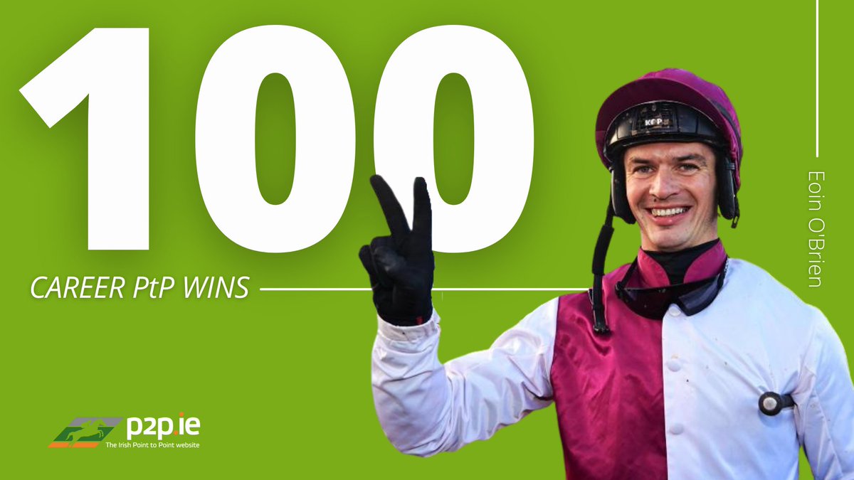 irishp2p's tweet photo. Congratulations to Eoin O'Brien who has reached the 1⃣0⃣0⃣ P2P winner mark at Ballyknock this afternoon.

Victory aboard Olivia Hegarty's Hipop in the adjacent maiden brought him his milestone winner! https://t.co/fS2YojKp74