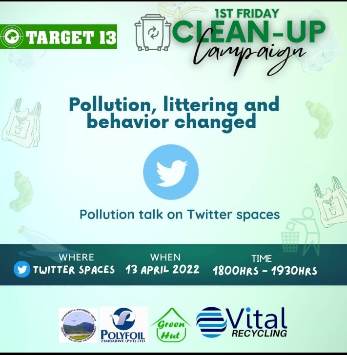 Target_13_'s tweet photo. Excited to be hosting our second twitter chat edition in a few minutes (1800hrs) as we discuss pollution,littering and behaviors #KeepOurCitiesClean #KeepBulawayoClean #Fightpollution https://t.co/TLruePwQXM