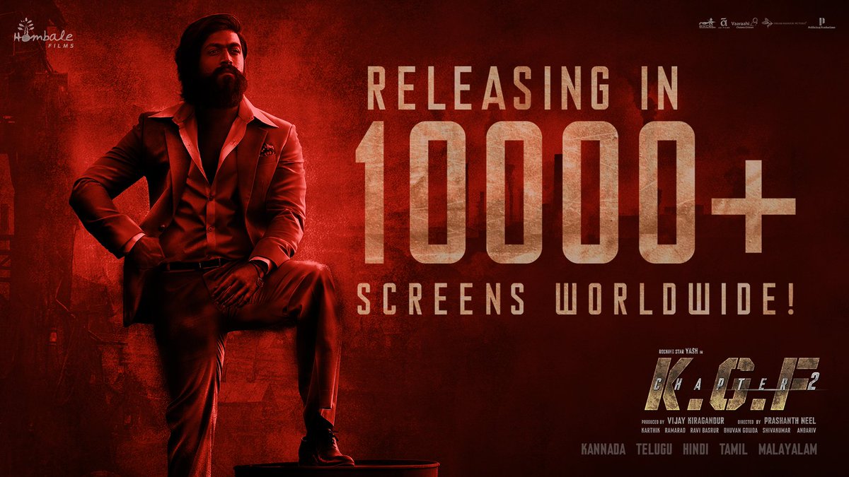MangoKannadaOff's tweet photo. Rocky Bhai is coming to thrill you in 10,000+ screens worldwide π
#KGFChapter2 #ReleasingTommorw #KGF2onApr14 #KGFChapter2onApr14 #KGF2InCinemas #PrashanthNeel #Yash #HombaleFilms #VijayKiragandur #RaviBasrur #BhuvanGowda #SrinidhiShetty #SanjayDutt #RaveenaTandon @KFNofficial https://t.co/hWKCsLh3Lk