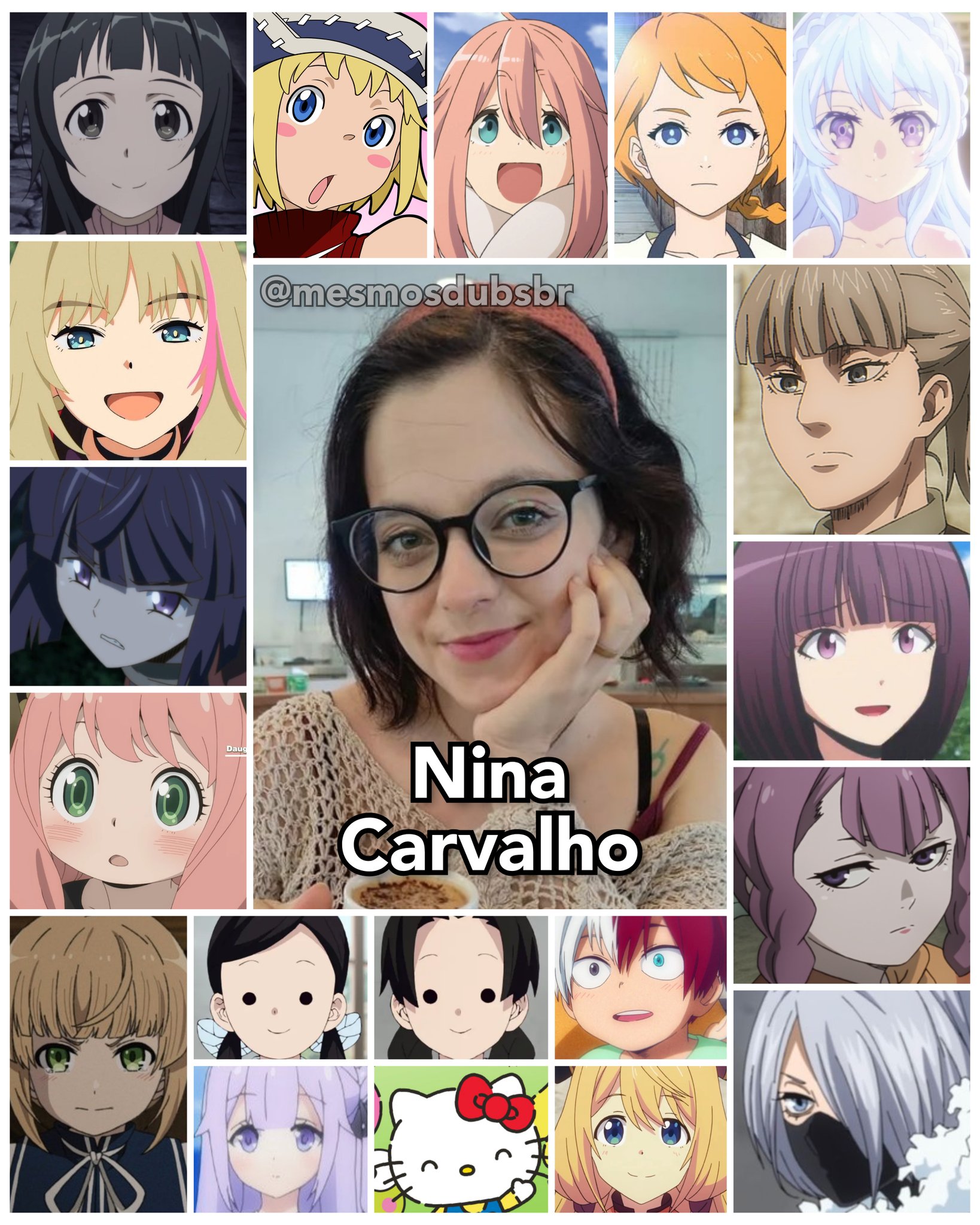 Personagens Com os Mesmos Dubladores! on X: Sensação atual da dublagem de  animes, e dona de uma das vozes mais fofas que temos, Nina Carvalho  simplesmente é legal dimaaaiss! Nina dubla a